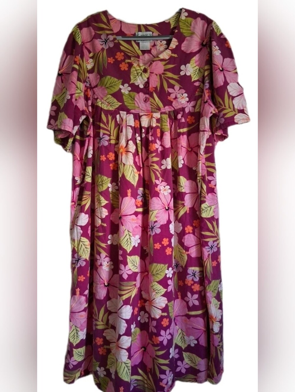 Desert Shores House Lounge Dress Womens Sz 2XL Purple/Pink Floral 100% Cotton